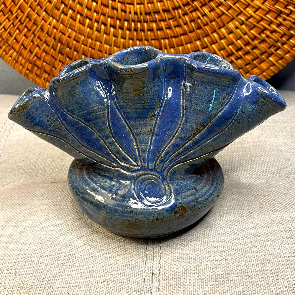 Art Pottery Fan Vase. Signed